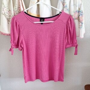 W5 Women's Fuchsia Blouse with Tie Sleeves